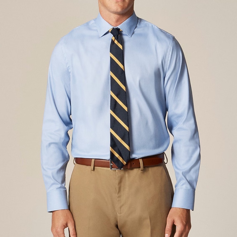 J crew blue Bowery performance stretch dress shirt with spread collar